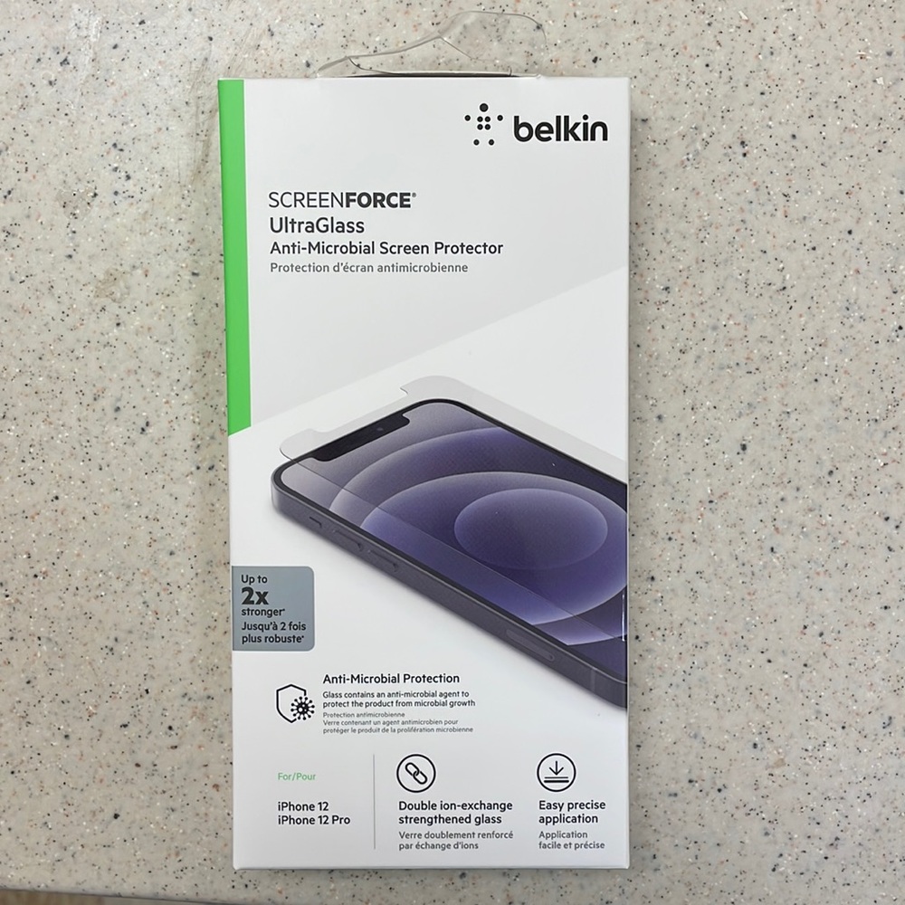 Unopened Belkin ScreenForce Ultra Glass IPhone 12/IPhone 12 Pro Screen Protector